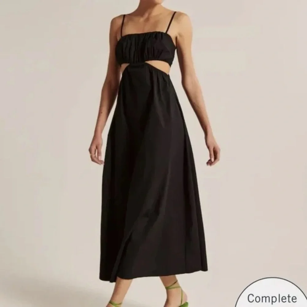 Abercrombie Bubble Top Cutout Black Maxi Dress Women's Medium